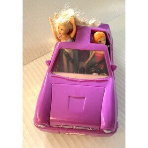 Vintage Mattel Polly Pocket Pink Flower Car Convertible With 2 Dolls 2005